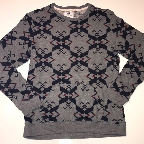 On The Byas Sweatshirt Gray, Black & Red Size Medium Kangaroo Pocket - Picture 1 of 9